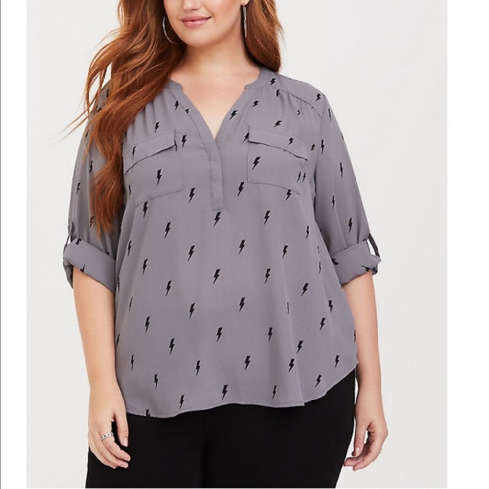Torrid georgette gray with black lightening bolts!